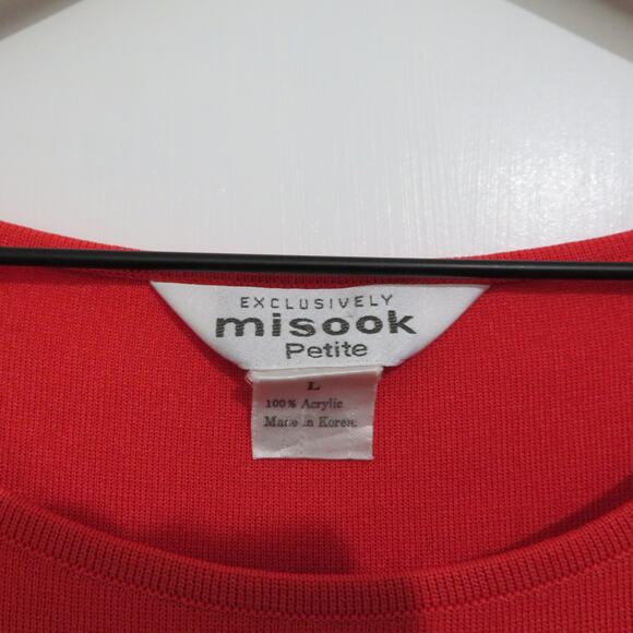 Misook Womens Sz L Red Orange Black Striped Sleeveless Knit Top - Picture 5 of 5